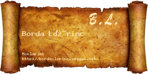 Borda Lőrinc névjegykártya