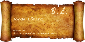 Borda Lőrinc névjegykártya