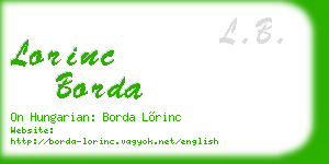lorinc borda business card