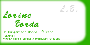 lorinc borda business card